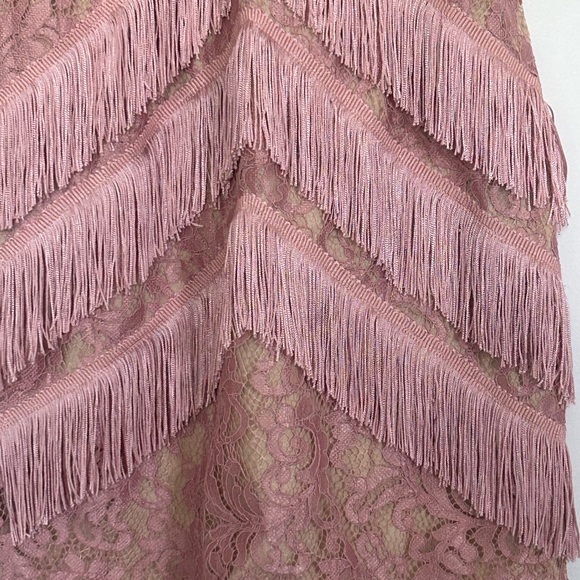 PrettyLittleThing Pink Lace Fringe Mini Dress - Picture 4 of 16